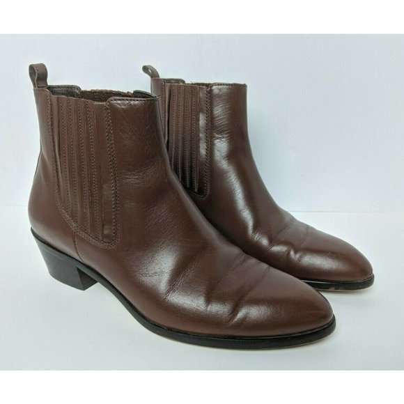Womens J. Crew Chelsea‎ Ankle Boots Brown Leather 03002 6.5 - Picture 1 of 10
